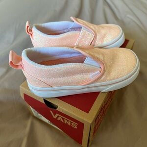 Vans Kids Sparkly Peach Slip-On Sneakers